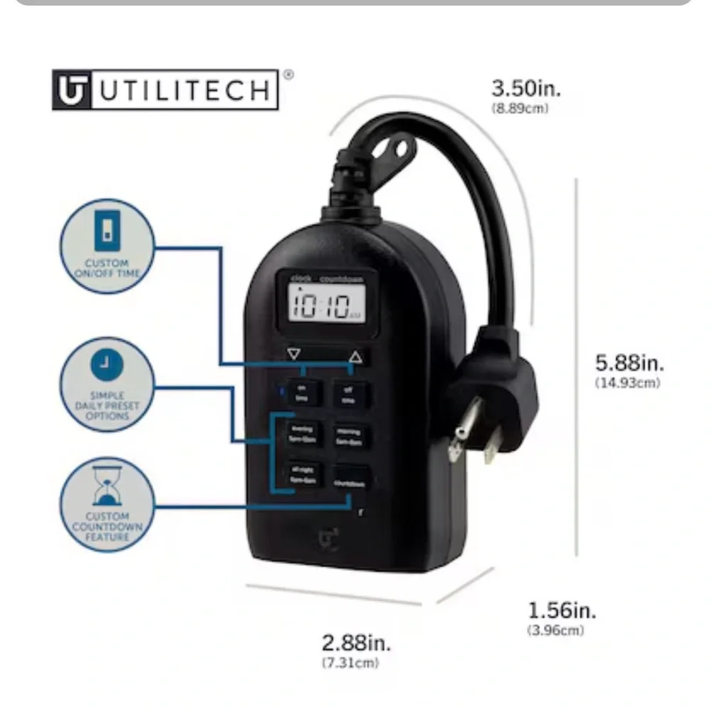 NEW [Sealed] 24-Hour Digital Timer Power Strip with Display | 2 Grounded Outlets - Picture 2 of 6